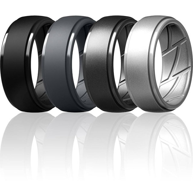 ThunderFit Men's Silicone Rings 10mm Wide 2.5mm Thick Rubber Bands, Breathable,Variety Multipack 1-7