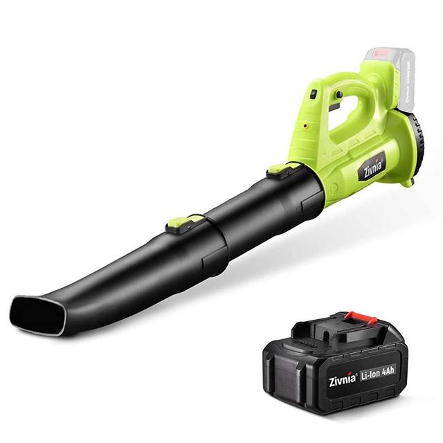 Cordless Leaf Blower 350 CFM 150 MPH - ZIVNIA 21V 4.0Ah High Performance Electric Leaf Blower with Battery & Charger for Lawn Care, Air Yard Blower 6-Speed Dial Lightweight Battery Powered