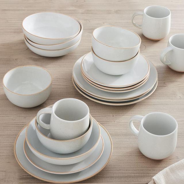 Mill Stoneware Dinnerware, Stoneware, Natural, Set of 20