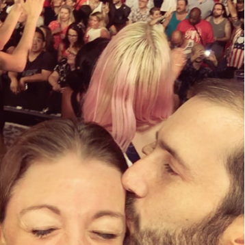 First photo together!  On stage with 30 Seconds to Mars (one of Meg's favorite bands) June, 2018