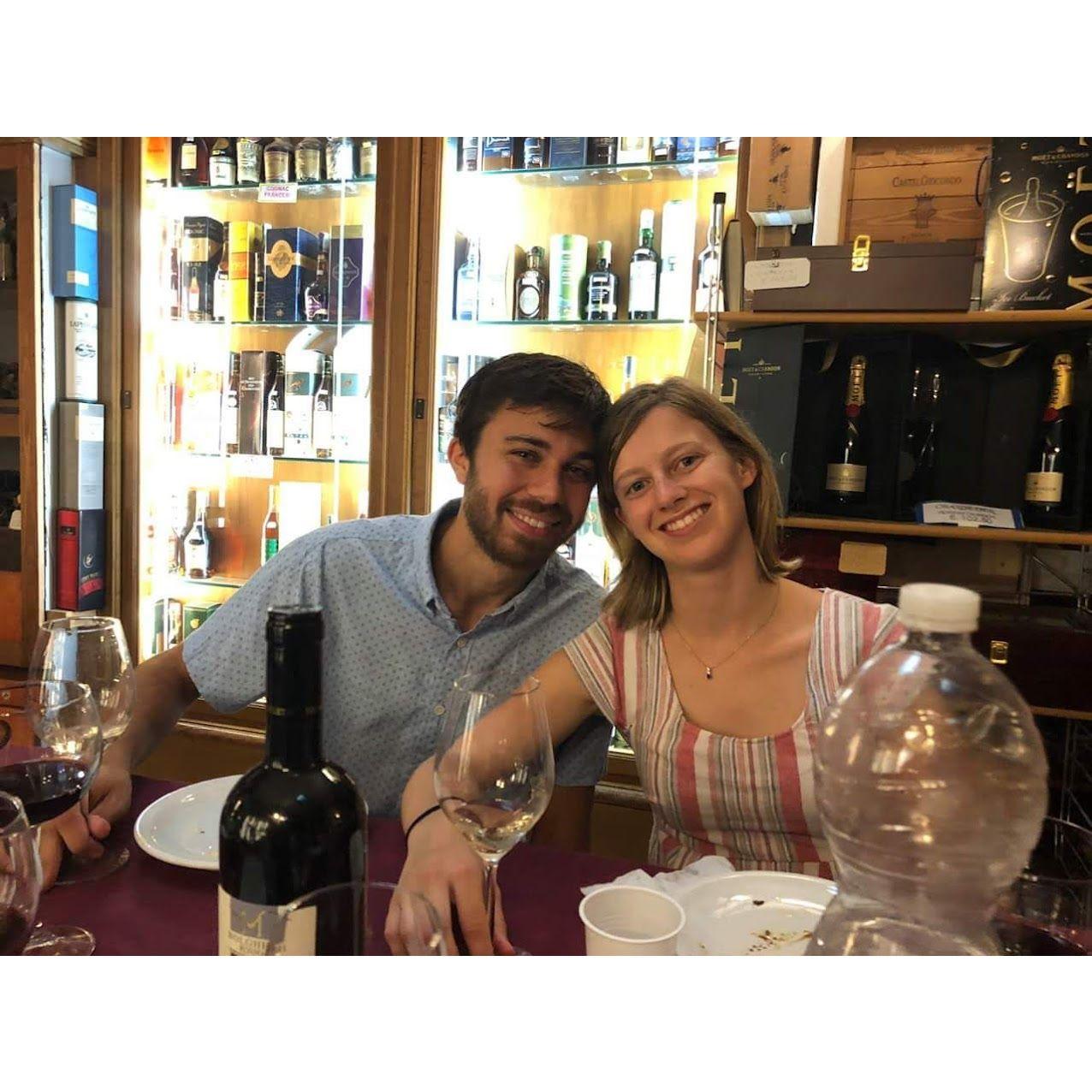 Wine and cheese tasting during our trip to Italy with Mom, Scott, Maria, and Aunt Pat. August 2018