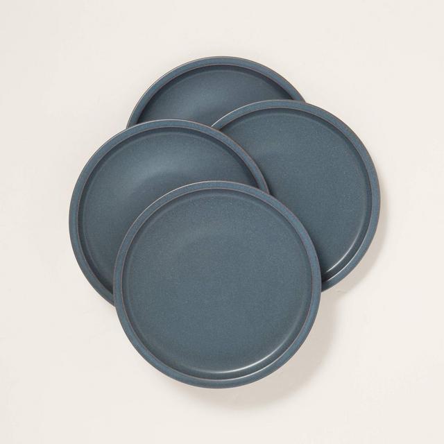 4pk Modern Rim Stoneware Dinner Plate Set Sterling Blue - Hearth & Hand™ with Magnolia