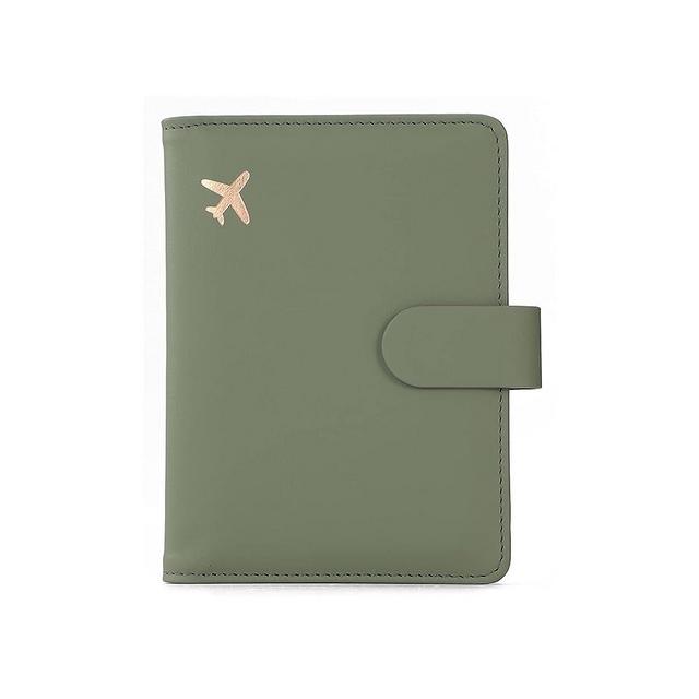 Melsbrinna Premium Leather Passport Holder Covers Case, Waterproof Rfid Blocking Travel Wallet Passport Holder with Pen Holder, Cute Passport Book for Women/Men (Moss green)