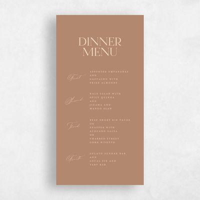 Camel, Brown Wedding Menu - Menton Classic