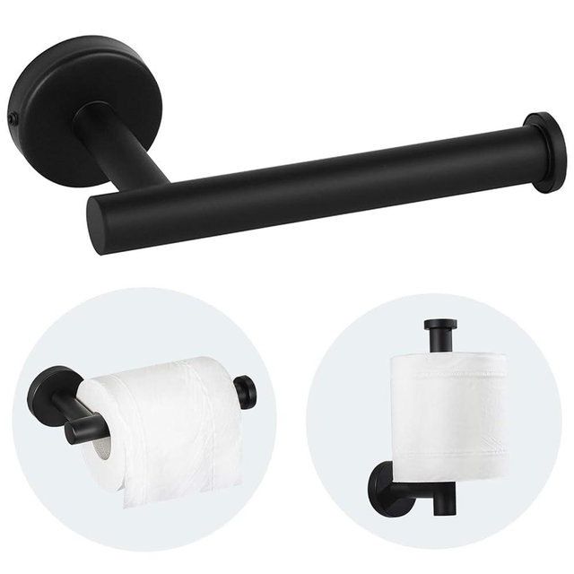 Sotuai Toilet Paper Holder - SUS 304 Stainless Steel Toilet Paper Holder Wall Mount, Toilet Paper Roll Holder for Bathroom, Kitchen, Washroom - Matte Black
