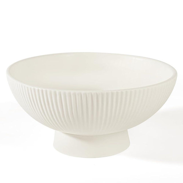 Richtmall Decorative Bowl Modern Ceramic White Decor Bowls for Home Decor, Fruit Bowl for Kitchen Counter Key Bowl for Entryway Table, 8" Pedestal Footed Bowls Decorative Trays for Coffee Table