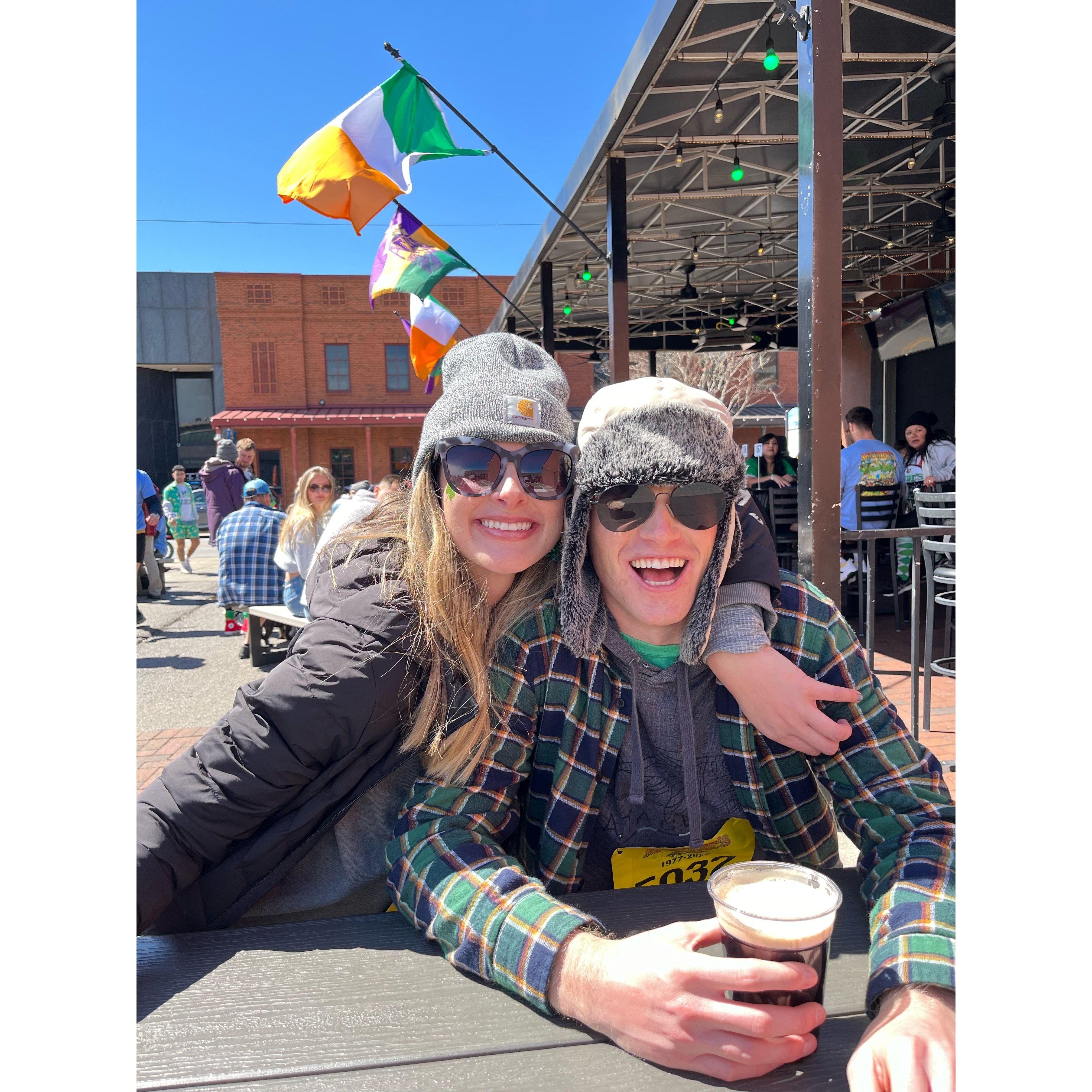 Our first picture - St. Patty's Day 5K festivities