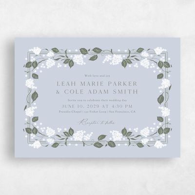 Sweet Blue Wedding Invitation - Colette Landscape