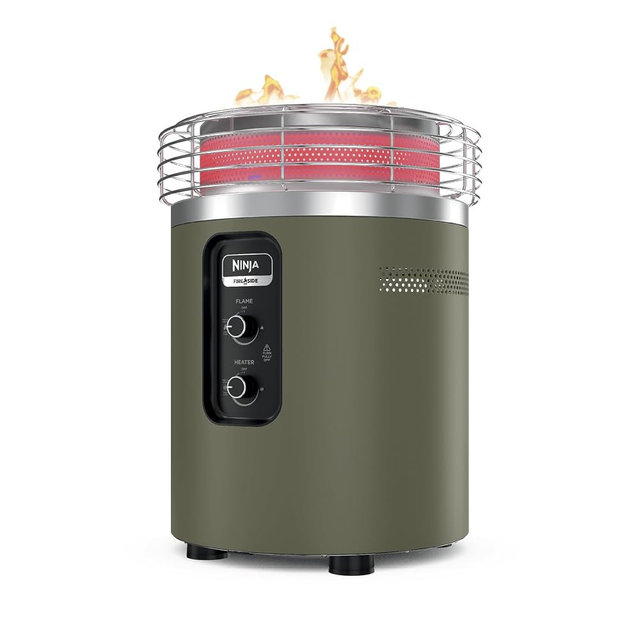 Ninja Fireside360 Outdoor Heater & Fire Pit | 3 Modes: Flame Only, Heat Only, Flame & Heat | Portable for Patio, Deck, Camping, Easy Control Smokeless Flames | Push to Start Ignition | Moss | OF101GN1