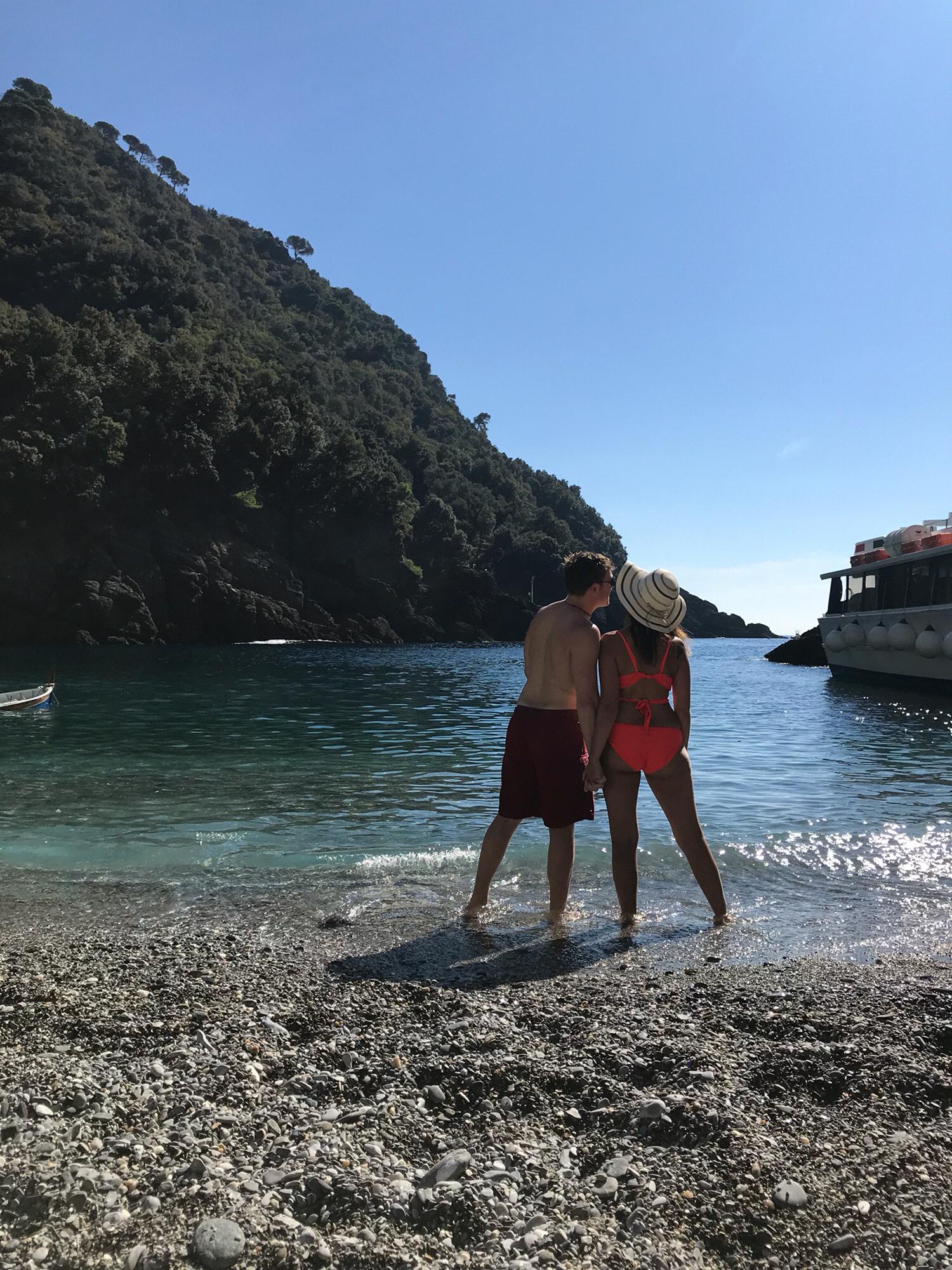 The most beautiful beach in Portofino, Italy