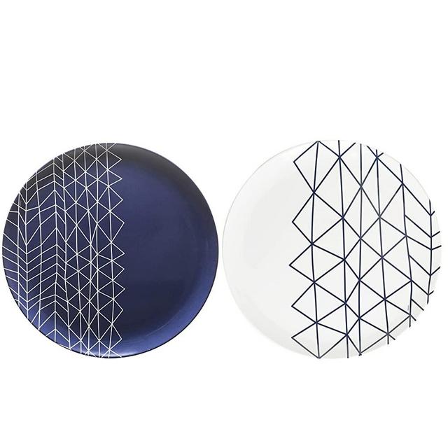 bzyoo BPA-Free Dishwasher Safe 100% Melamine 14 inche Round Platter Food Serving Tray for Casual dining Indoor and Outdoor Dining Party Cocktails ( Spidy French Navy)