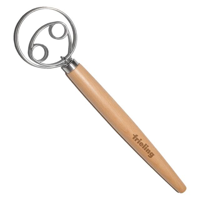 Frieling Wood and Stainless Batter and Dough Whisk for Mixing Bread Dough, 13-Inch, Natural