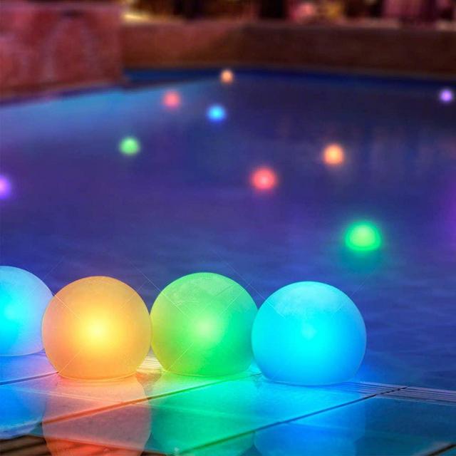 Floating Lights for Pool (Set of 12) 3” Round Light Up Pool Glow Balls Color Changing Pool Decorations LED Lighted Balls for Pool