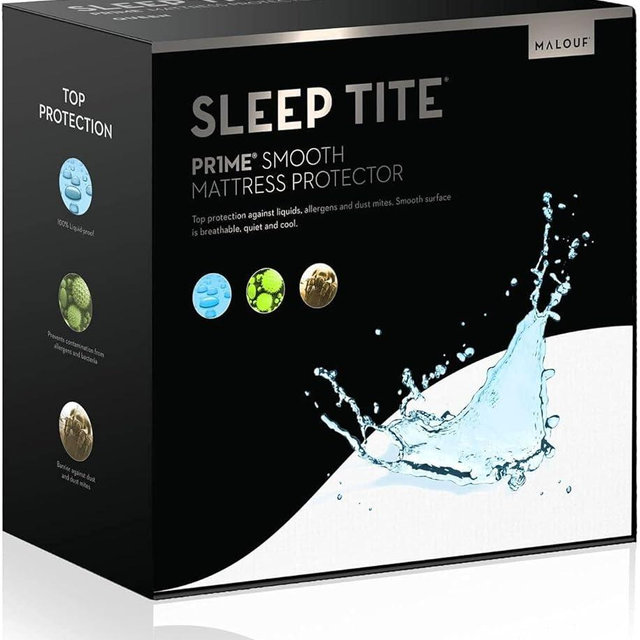 MALOUF Sleep TITE PR1ME Smooth 100% Waterproof Mattress Protector with 15-Year Warranty - King Size