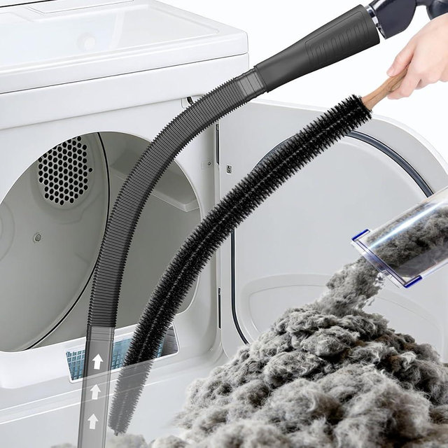 Sealegend Dryer Vent Cleaner Kit - Vacuum Hose Attachment & Lint Brush,Dryer Vacuum Hose Attachment Fit Most Vacuums and Dryer, Refrigerator Coils & Behind Appliances, Black