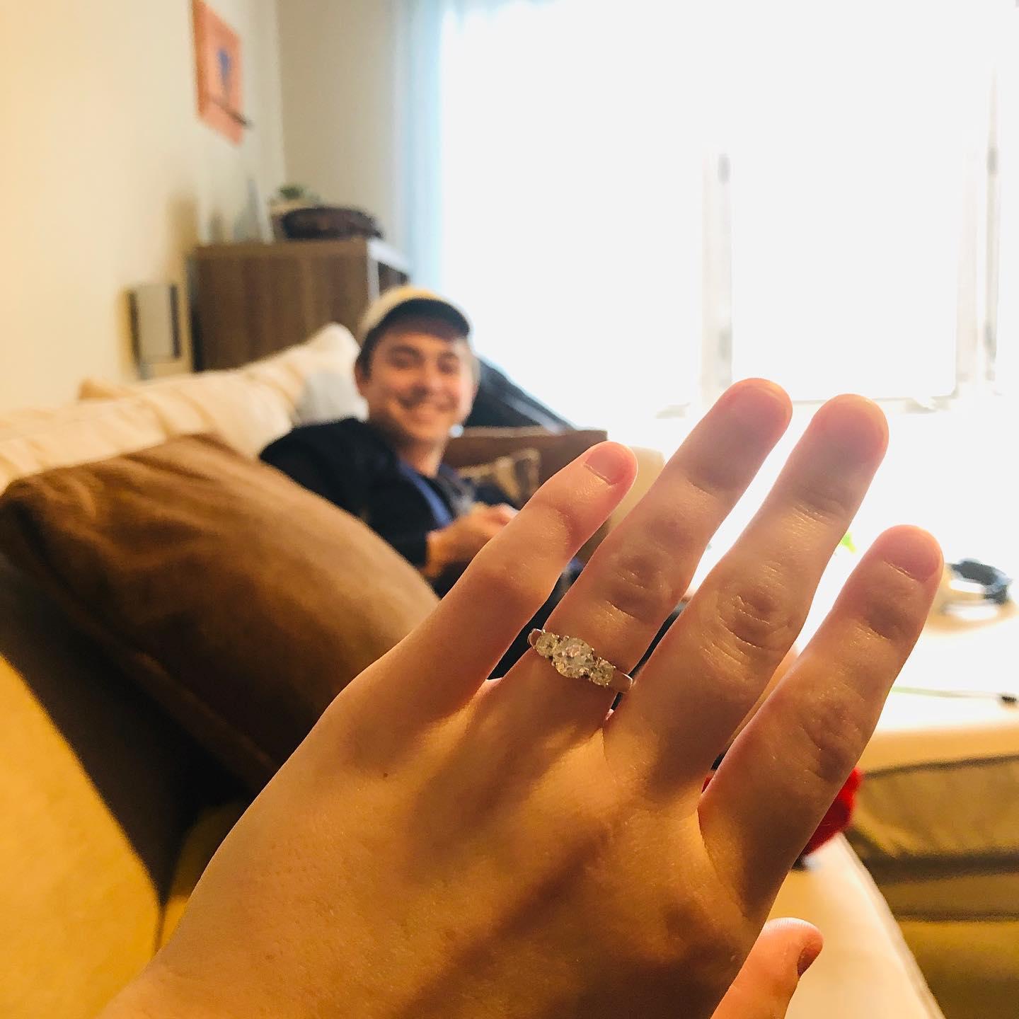 Snapped this pic right after Jakob proposed!