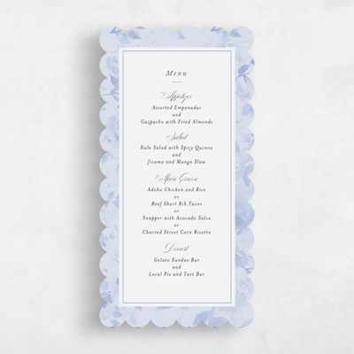 Blue Scalloped Wedding Menu - Hermine
