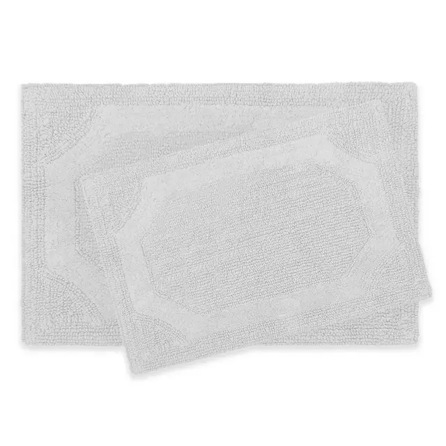 Laura Ashley Reversible Bath Rugs in Light Grey (Set of 2)