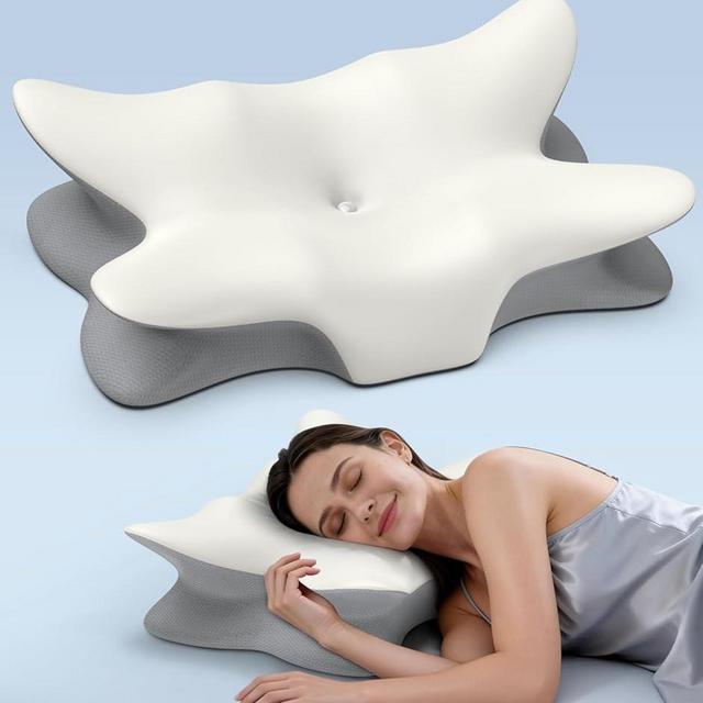 Cervical Neck Pillow for Pain Relief, Ergonomic Side Sleeper Pillow Cooling Memory Foam Pillows for Sleeping, Contour Pillow Orthopedic Bed Pillow for Back Stomach Sleepers