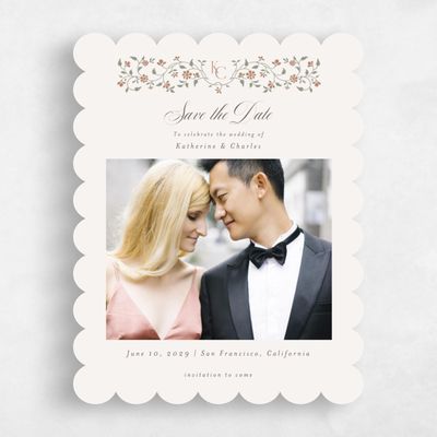 Beige Scalloped Wedding Save the Date - Siofra Photo