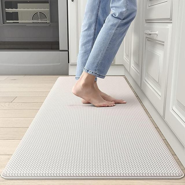 DEXI Kitchen Mat Cushioned Anti Fatigue Comfort Mat, Non-Slip Memory Foam Kitchen Mats for Floor, Waterproof Kitchen Rugs for Sink, 17x47 Inch, Wheat