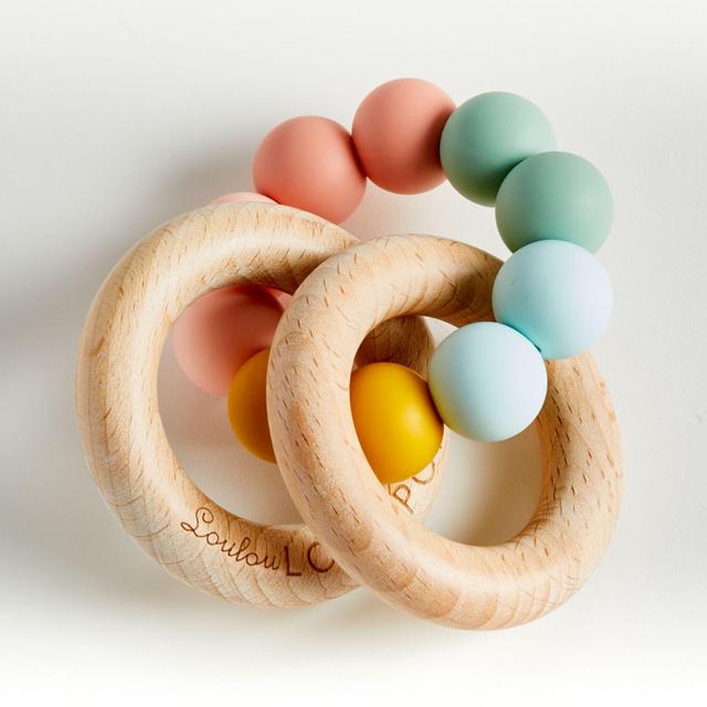 Rainbow Bubble Silicone and Wood Teether