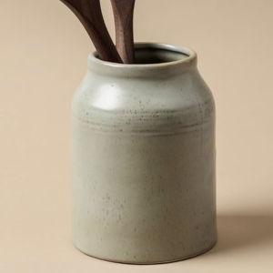 French Grey Embossed Stripe Utensil Holder