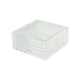 Tizo Lucite Coaster Set of 4 with Holder, Clear