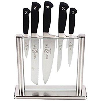 Mercer Culinary Renaissance 6-Piece Forged Knife Block Set, Tempered Glass Block