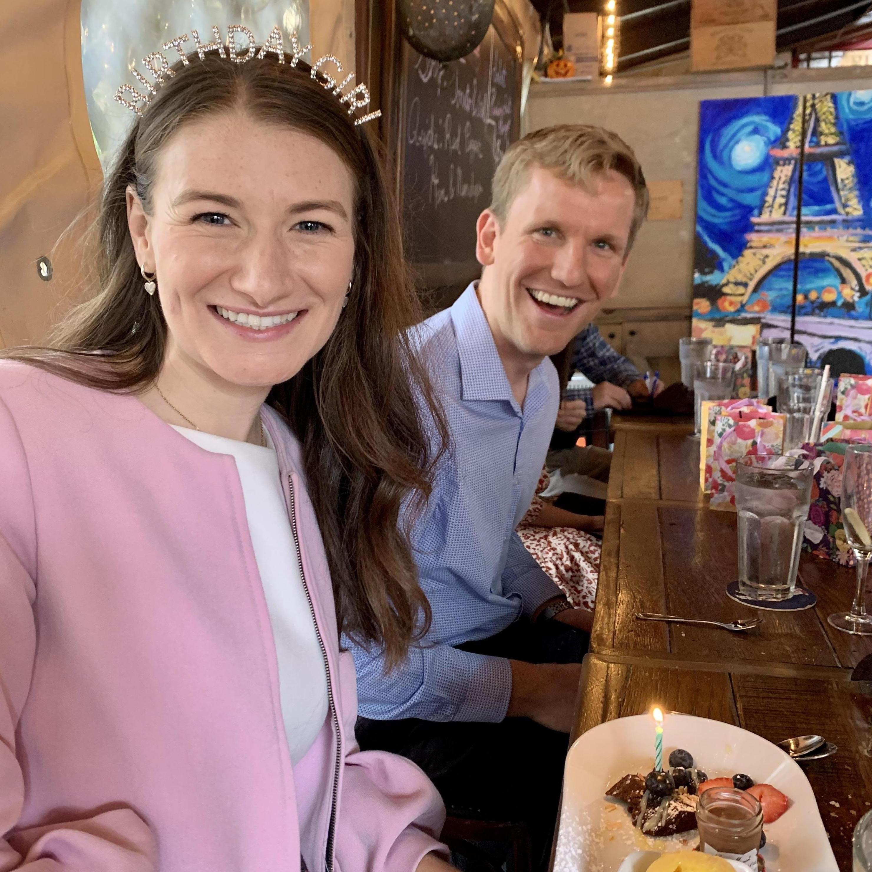 Celebrating our engagement and Brooke's Birthday with friends!