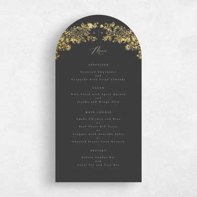 Grey Arch Wedding Menu - Sawyer Foil