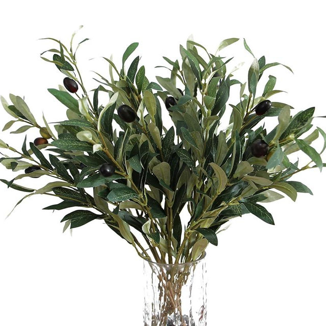 YOOHOTOUCH 5PCS Artificial Olive Branches for Vases 18.9 Inch Faux Olive Tree Stems with Fruits,Fake Plants Greenery Leaves for Home Decor Weddings Party Floral Arrangement