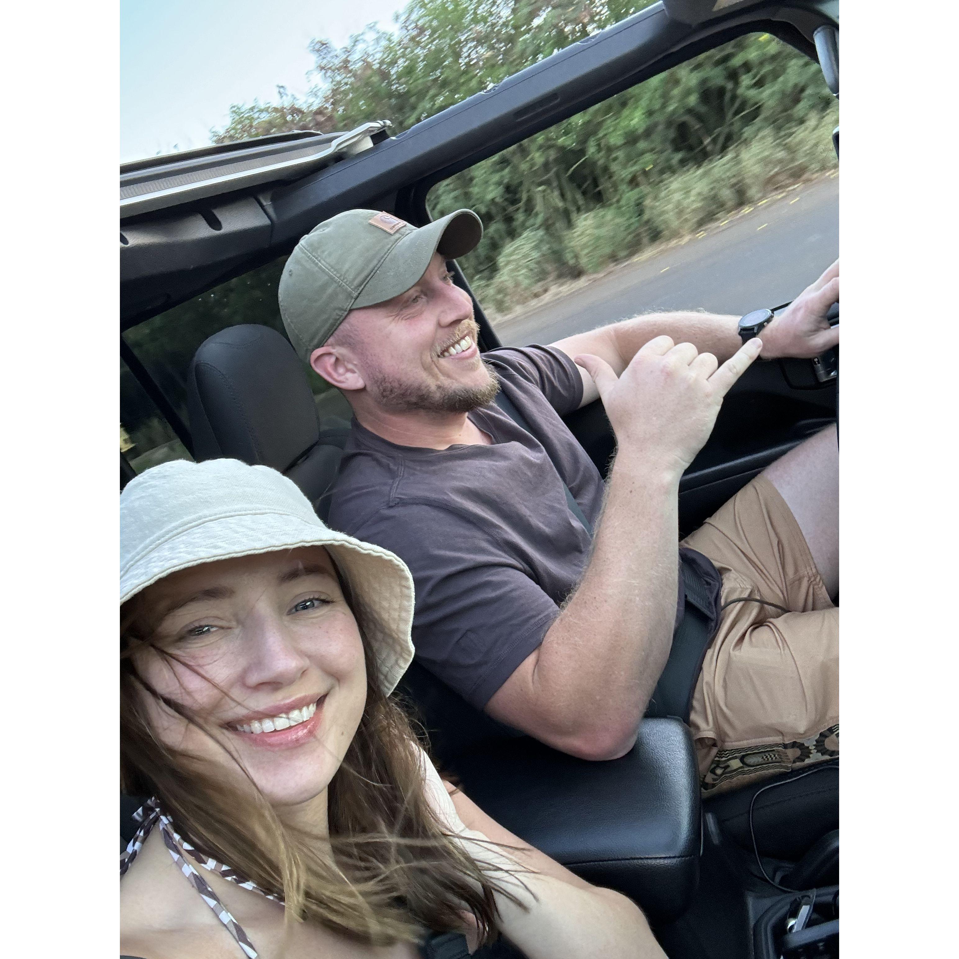 Cruising in Kauai, moments before the proposal.