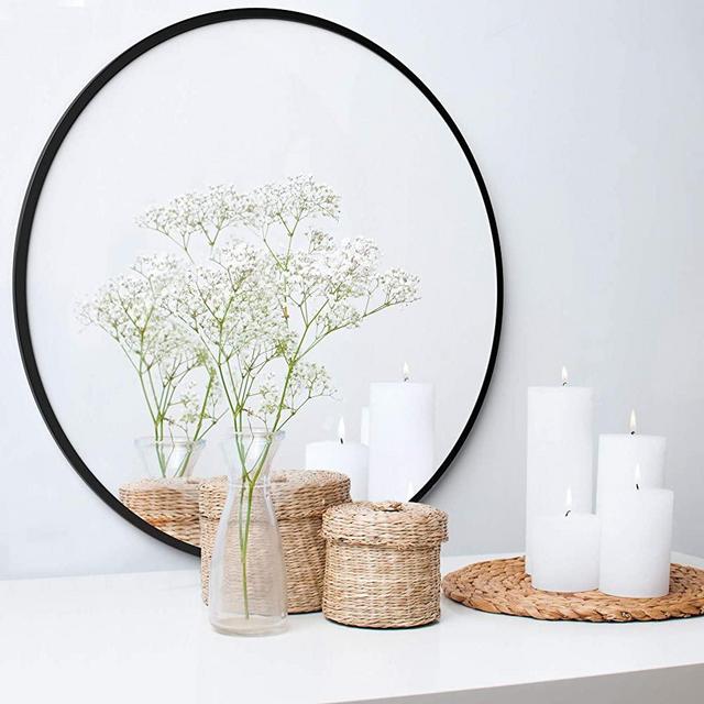 Barnyard Designs 30" Large Round Black Metal Wall Hanging Mirror, Decorative Vintage Circle Mirror, Rustic Wall Decoration for Bathroom, Vanity or Home Decor