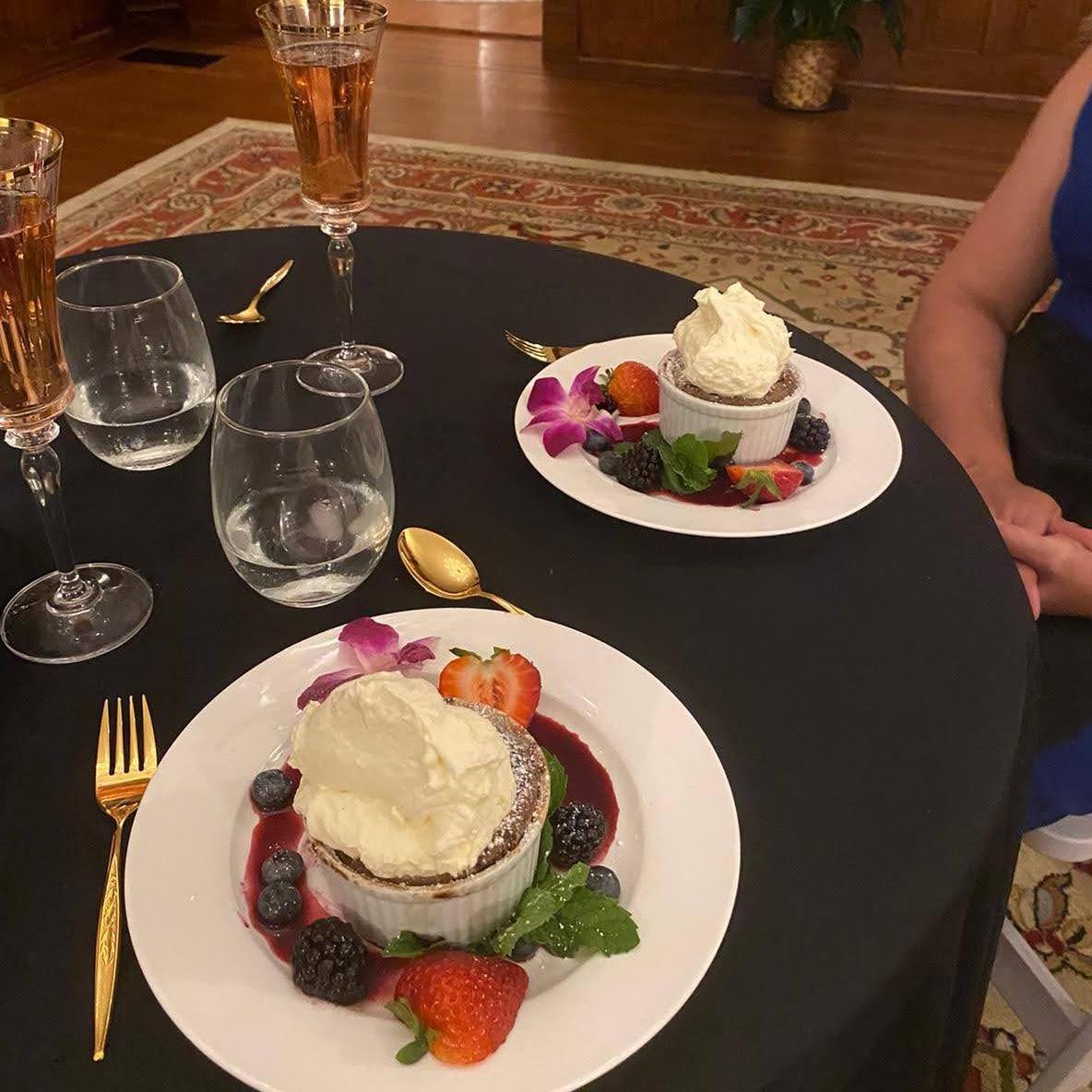 This was a chocolate explosion with strawberries. Yum!