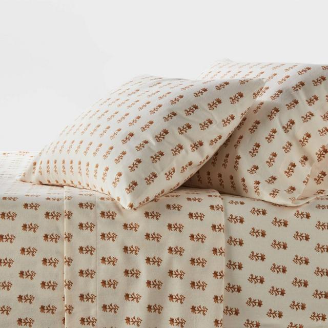 King Flannel Sheet Set Woodblock Flowers - Threshold™