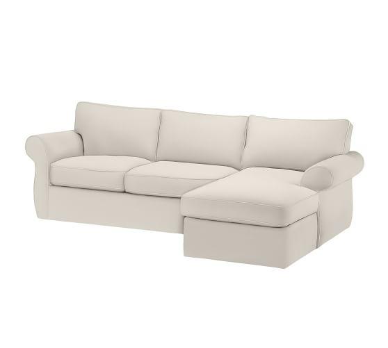 Pearce Left Arm 2-Piece Sofa with Chaise Slipcover, Twill Cream
