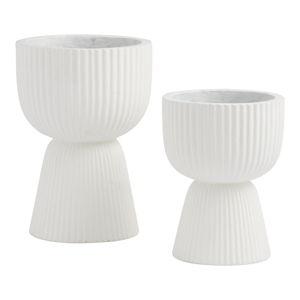 Pescadero White Cement Fluted Outdoor Planter - World Market