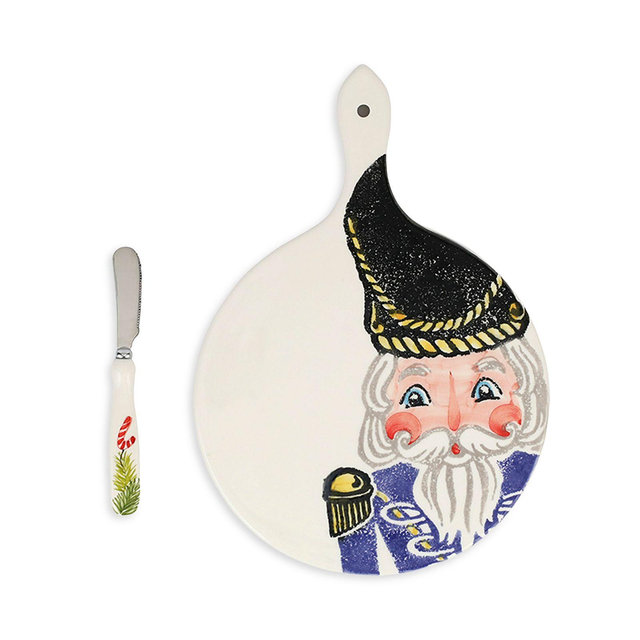 VIETRI Nutcrackers Small Cheese Board with Spreader
