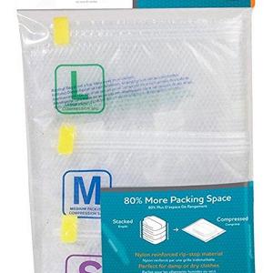 Eagle Creek Pack-It Compression Sac Set (s/Md/Large) 3pc, Clear/Strobe/Flame/Blue