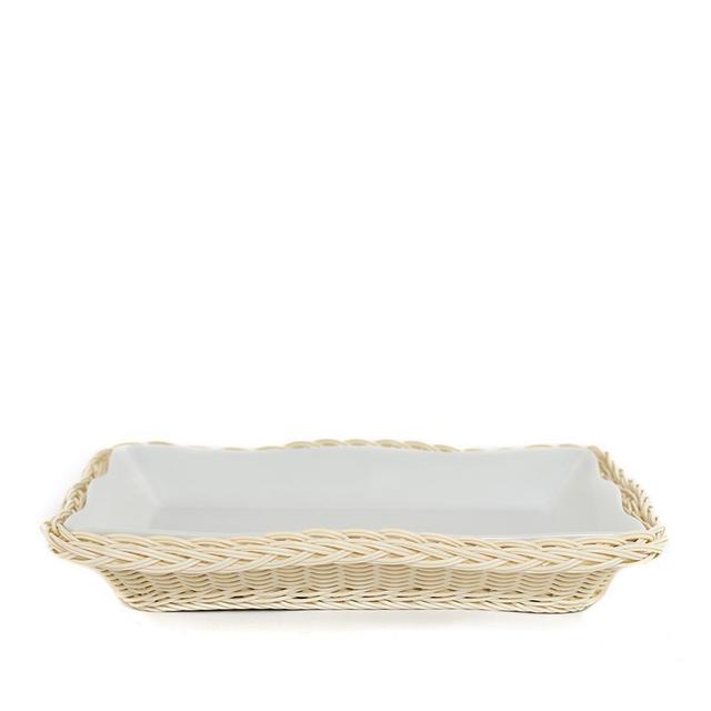 Amanda Lindroth Scalloped Faux Rattan Casserole Serveware, Small Rectangle