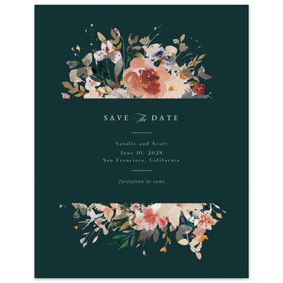 Dark Emerald, Green Wedding Digital Save the Date - Fenella Portrait