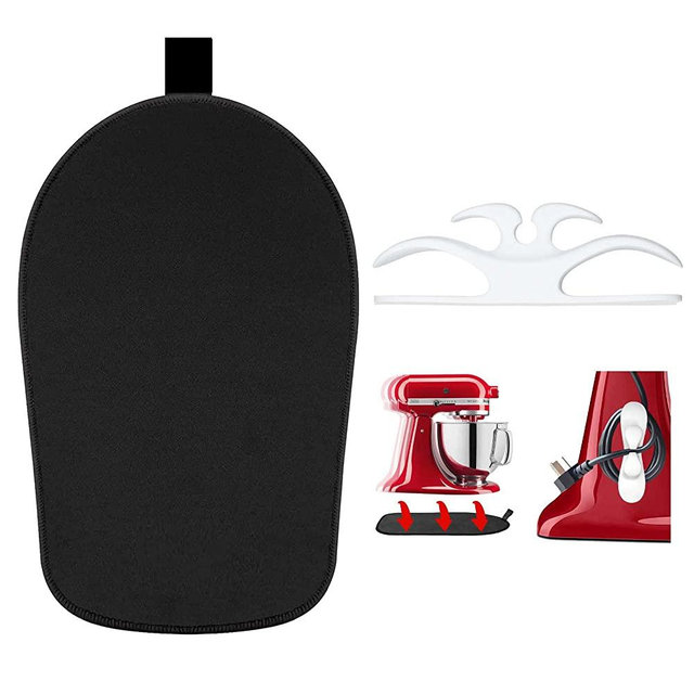 Sliding Mat for Kitchenaid Mixer, Mixer Mover Slider Mat Pad for Kitchenaid 4.5-5 Qt Tilt-Head Stand Mixer, Kitchen Appliance Slider Mat, Kitchen Aid Mixer Accessories with White Cord Organizer