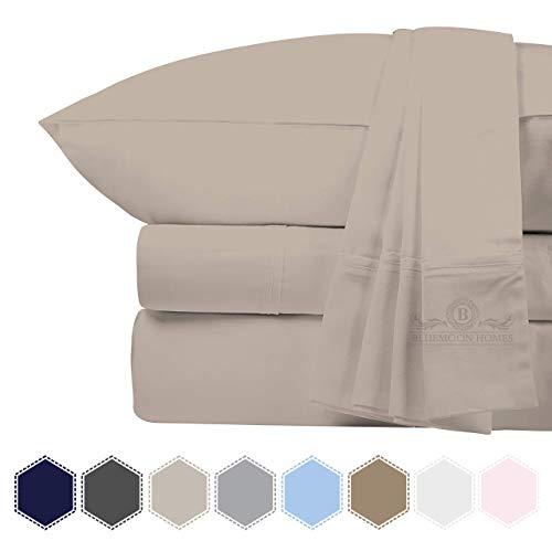 Bluemoon Homes Luxurious 1000 Thread Count Italian Finish 100% Egyptian Cotton 4-Piece Bed Sheet Set, Fits Mattress Up to 18 inches Deep Pocket, Solid Pattern (Color - Ivory, Size - Queen).