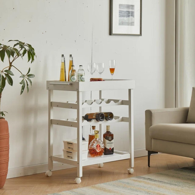 Red Barrel Studio White Wood Kitchen Cart | Wayfair