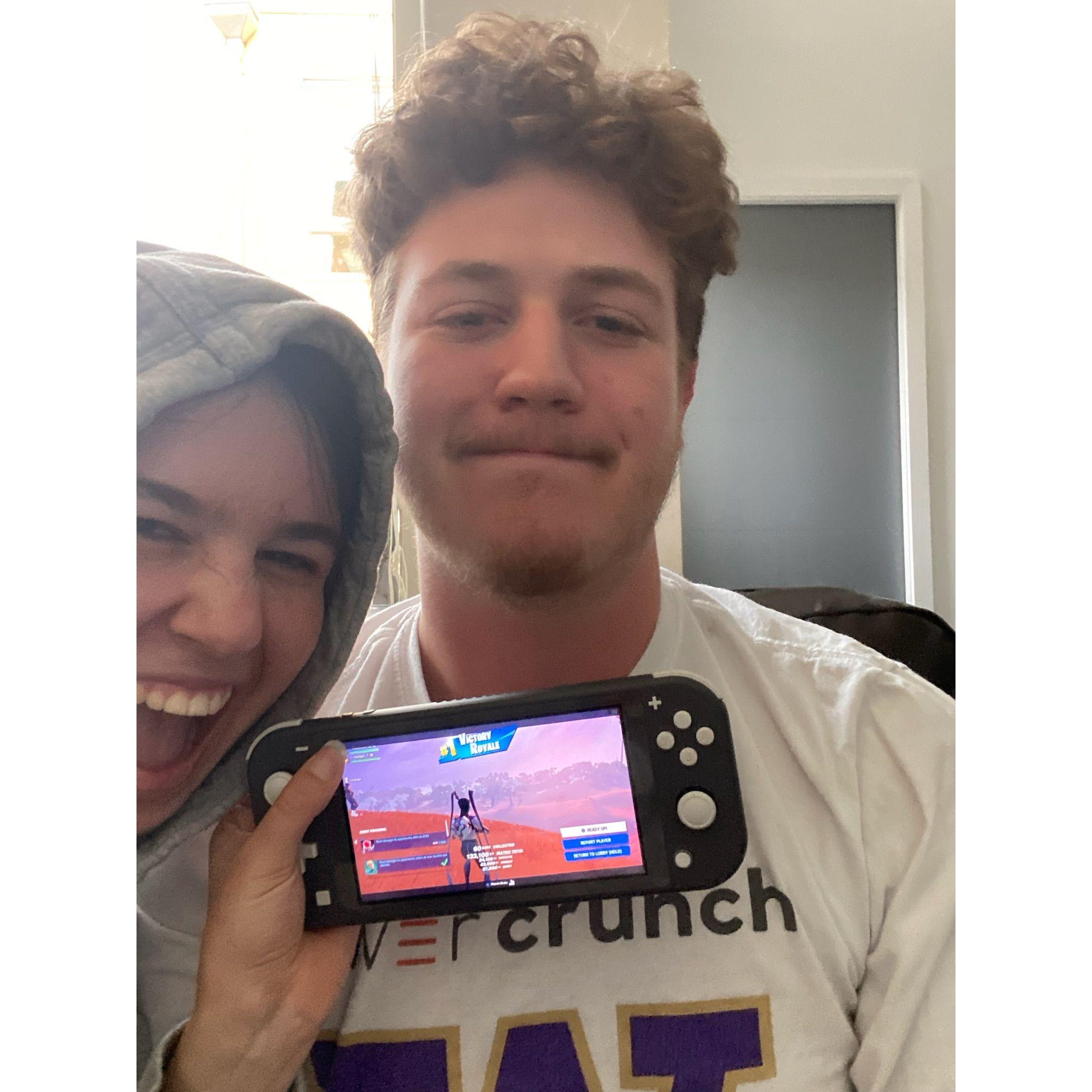 Nat's first Fortnite win. Huge deal.