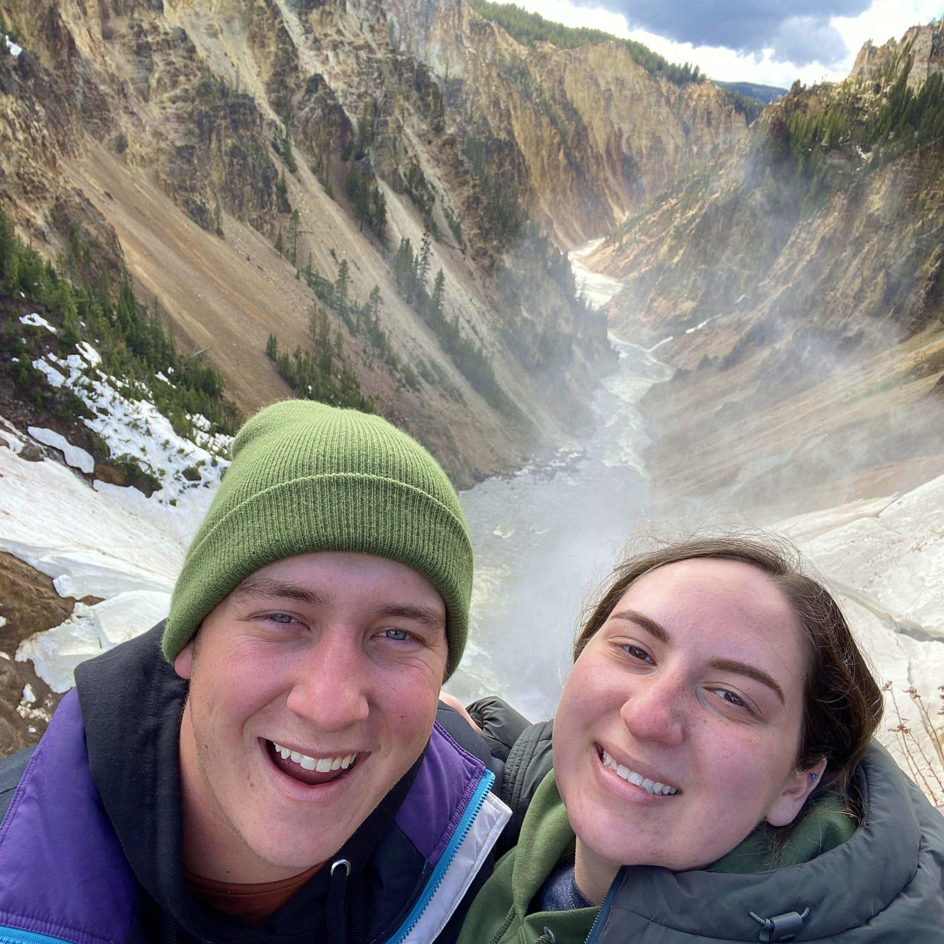 Continued our second vacation together with Ethan's mom and sister overlooking of the Grand Canyon of Yellowstone in Yellowstone National Park, Wyoming on May 26, 2021.
