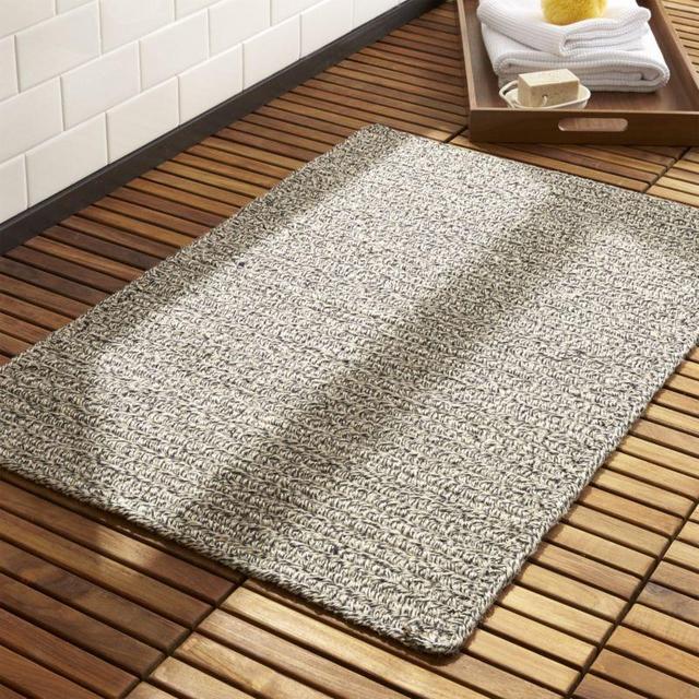 Black Braided Reversible Bath Mat