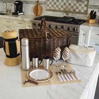 2-Person Willow Picnic Hamper with Blanket & Coffee Set
