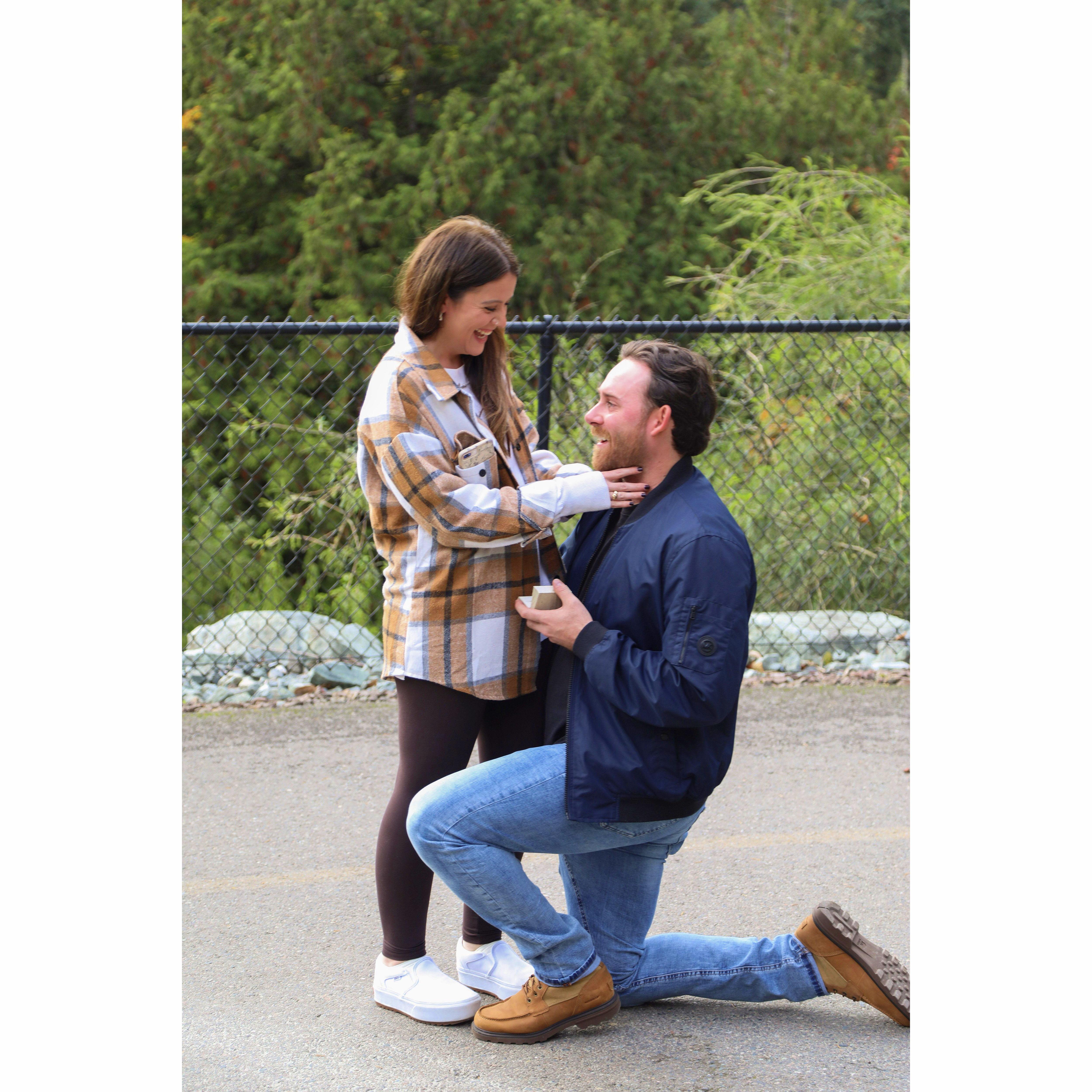Kyle proposing at Washington State Arboretum. S/O to Sarah (Kyle's sister) for capturing this special moment!